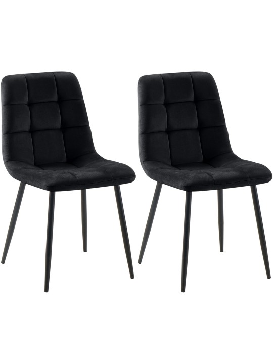 Juego de 2 sillas de comedor Tilde terciopelo, negro