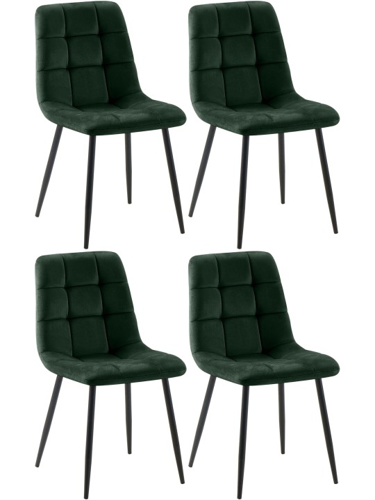 Juego de 4 sillas de comedor Tilde terciopelo, verde