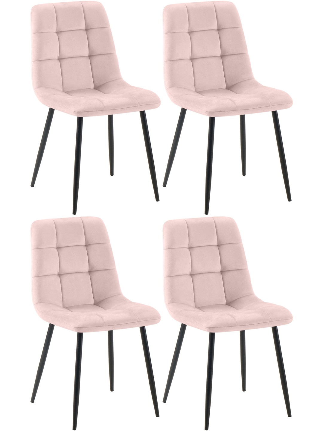 Juego de 4 sillas de comedor Tilde terciopelo, rosa