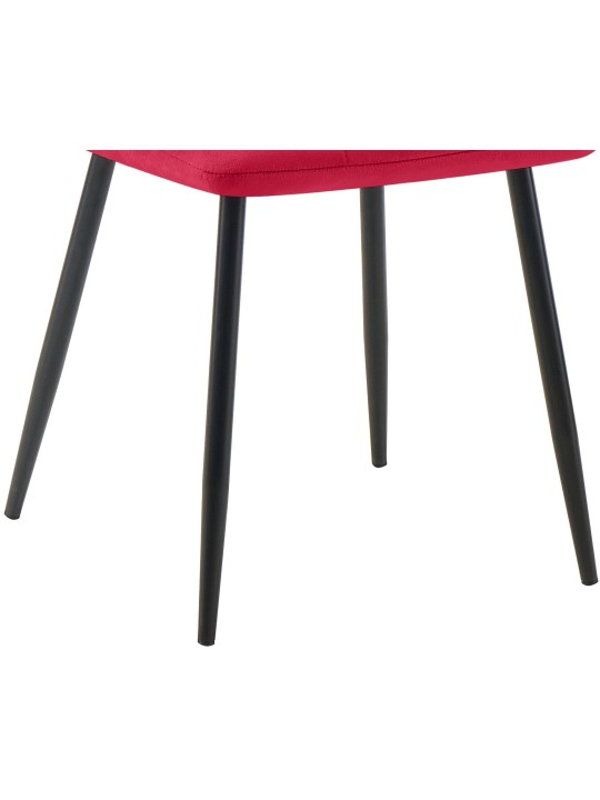 Juego de 4 sillas de comedor Tilde terciopelo, rojo