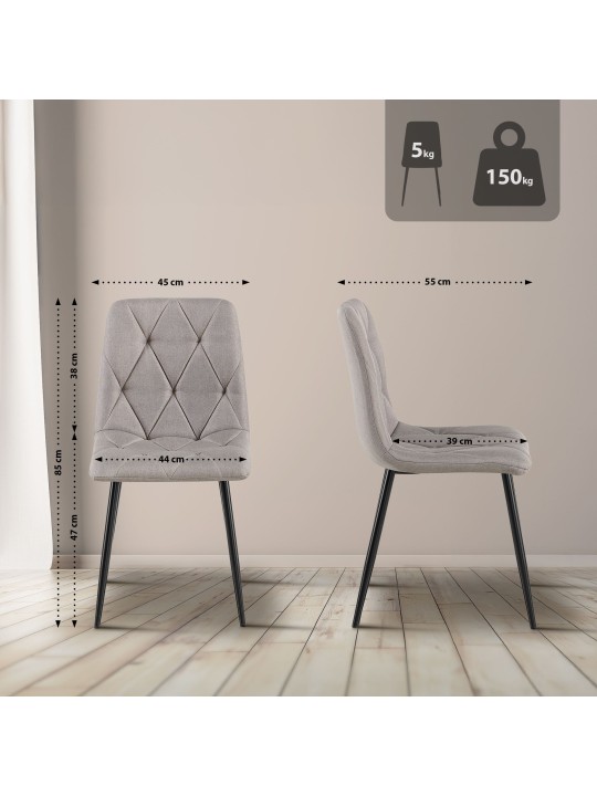 Silla de comedor tela Clairton, gris claro