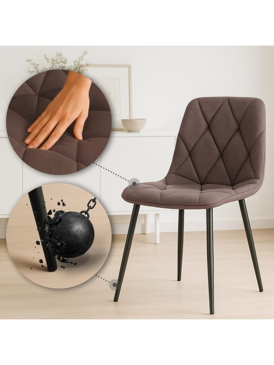 Silla de comedor tela Clairton, marrón