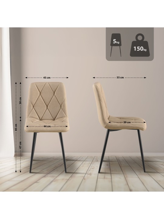 Silla de comedor tela Clairton, taupe