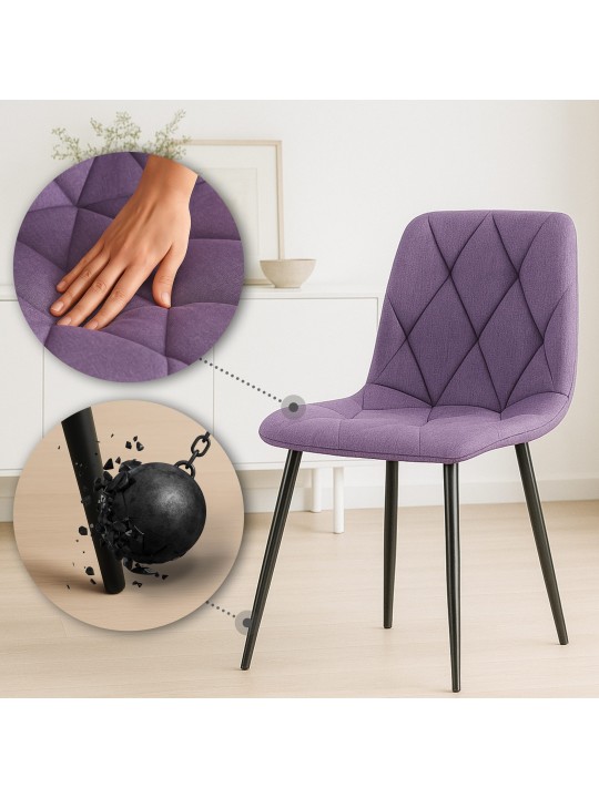 Juego de 2 sillas de comedor tela Clairton, lila