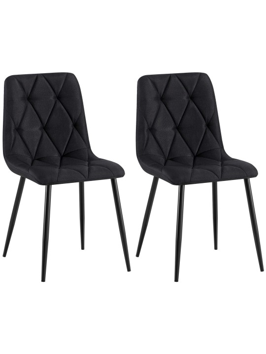 Set of 2 dining chairs Clairton fabric, negro
