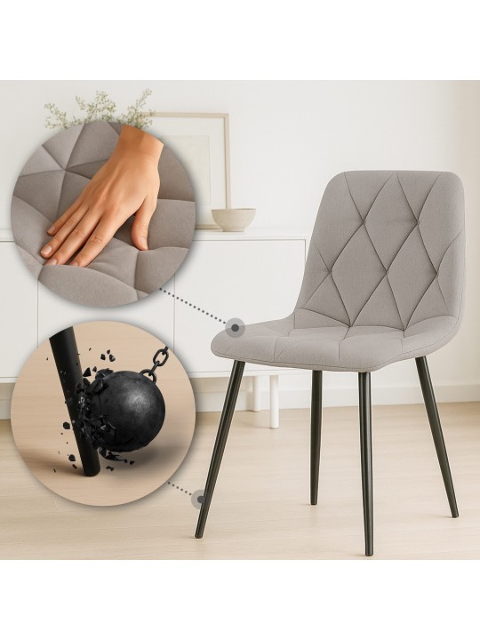 Juego de 2 sillas de comedor tela Clairton, gris claro