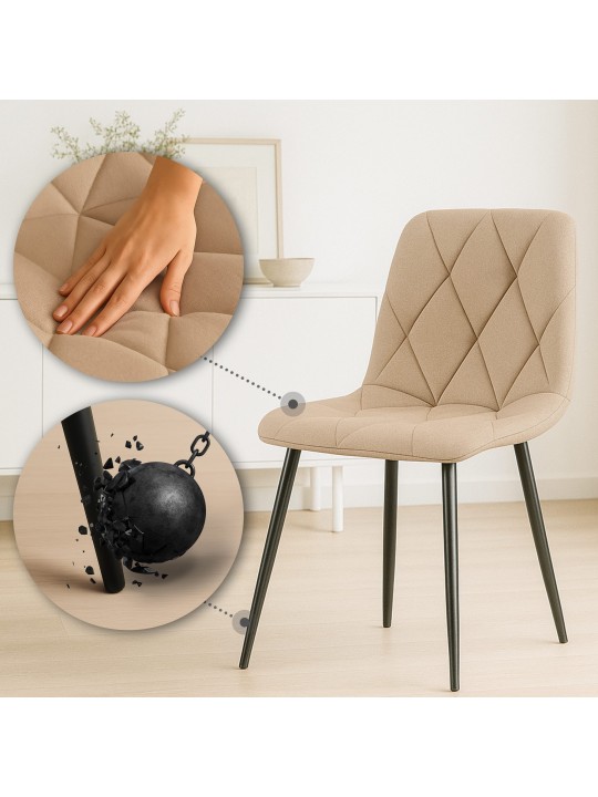 Juego de 2 sillas de comedor tela Clairton, taupe Juego de 2 sillas de comedor tela Clairton, taupe