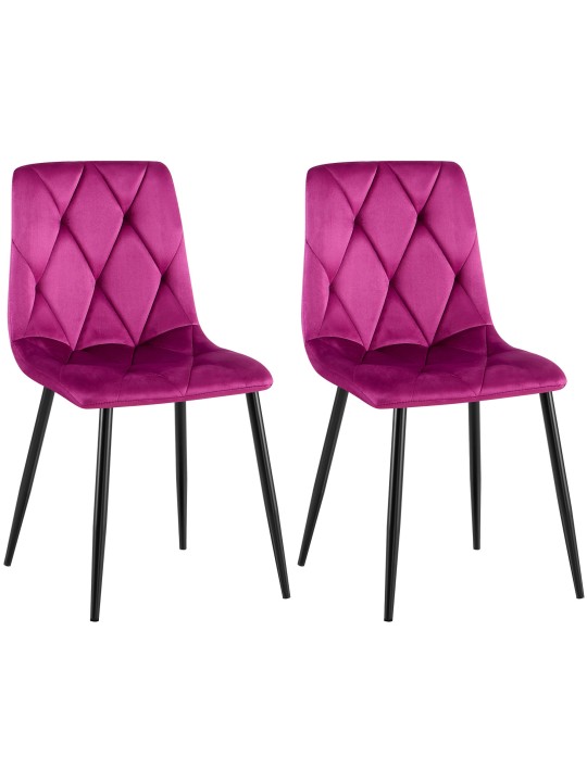 Juego de 2 sillas de comedor Terciopelo Clairton, lila
