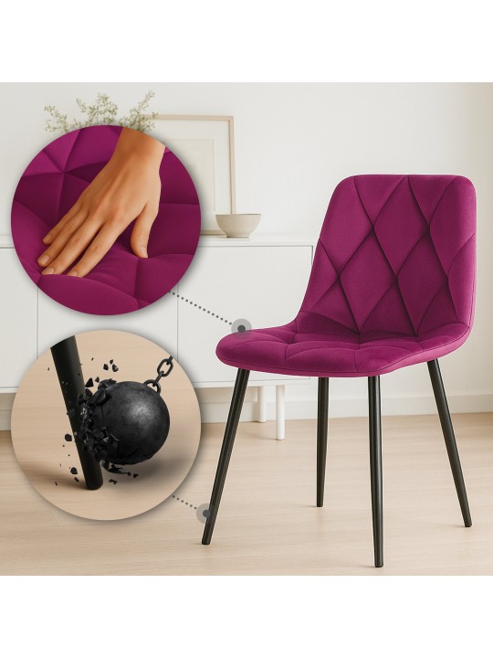 Juego de 2 sillas de comedor Terciopelo Clairton, lila