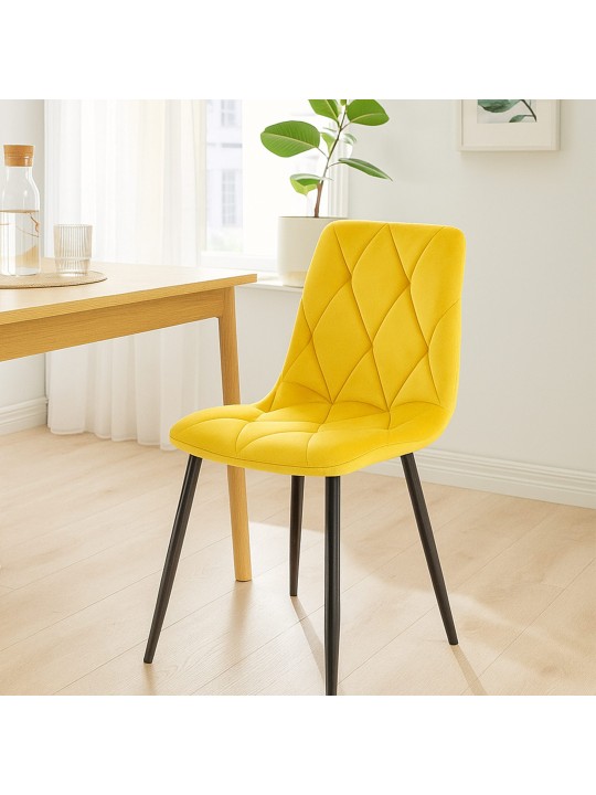 Juego de 2 sillas de comedor Terciopelo Clairton, amarillo