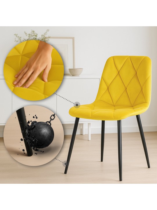 Juego de 2 sillas de comedor Terciopelo Clairton, amarillo
