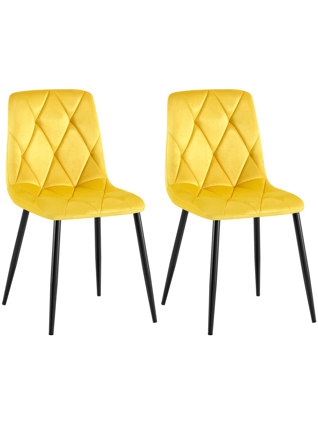 Juego de 2 sillas de comedor Terciopelo Clairton, amarillo