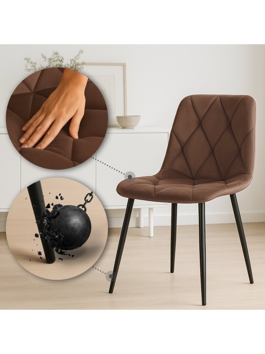 Juego de 2 sillas de comedor Terciopelo Clairton, marrón Juego de 2 sillas de comedor Terciopelo Clairton, marrón