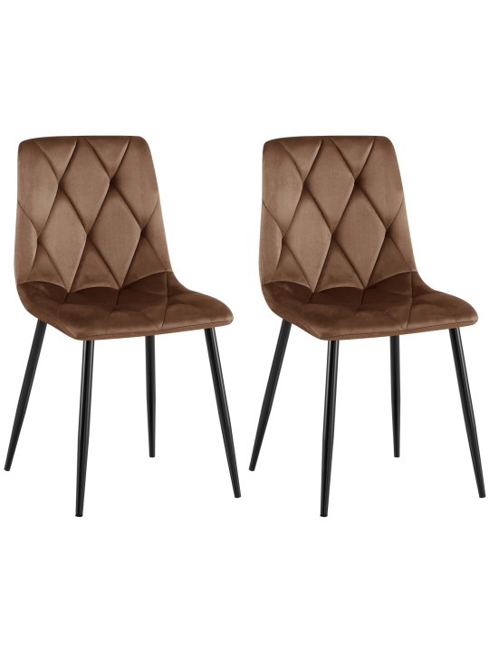 Juego de 2 sillas de comedor Terciopelo Clairton, marrón Juego de 2 sillas de comedor Terciopelo Clairton, marrón