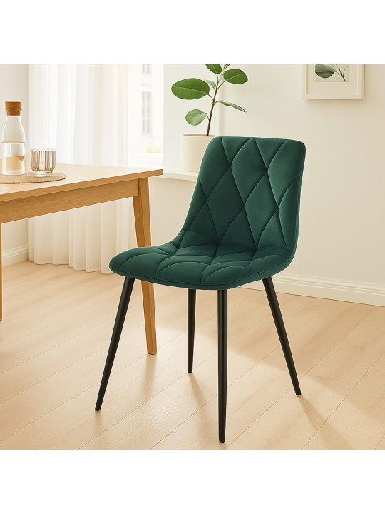 Silla de comedor de terciopelo Clairton, verde oscuro
