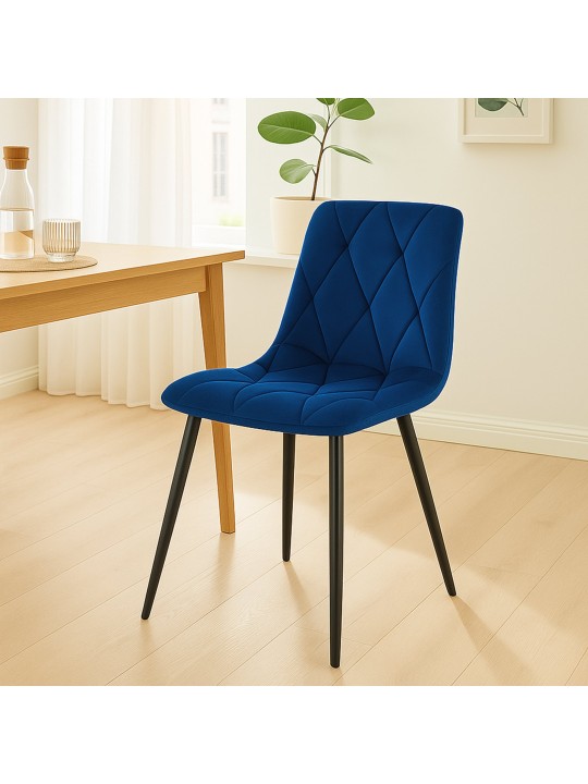 Silla de comedor de terciopelo Clairton, azul oscuro