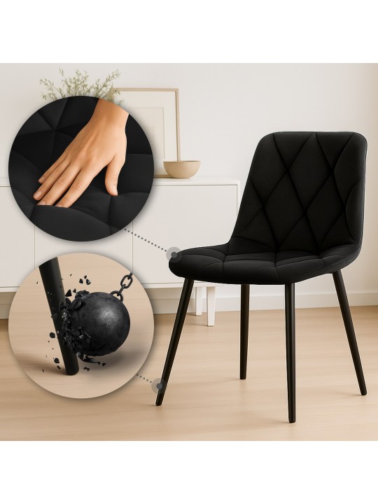 Silla de comedor de terciopelo Clairton, negro