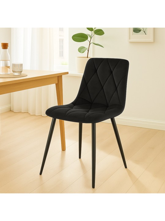 Juego de 2 sillas de comedor Terciopelo Clairton, negro