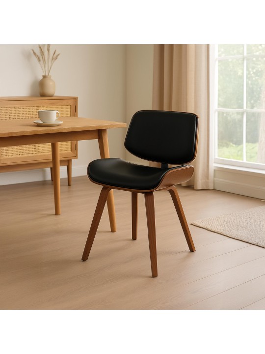 Silla de visita Beverly piel sintética, nogal/negro