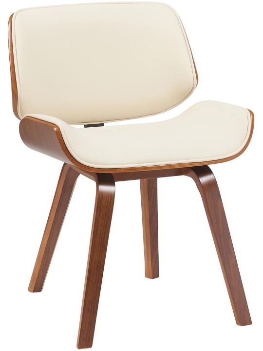 Silla de visita Beverly piel sintética, nogal/crema