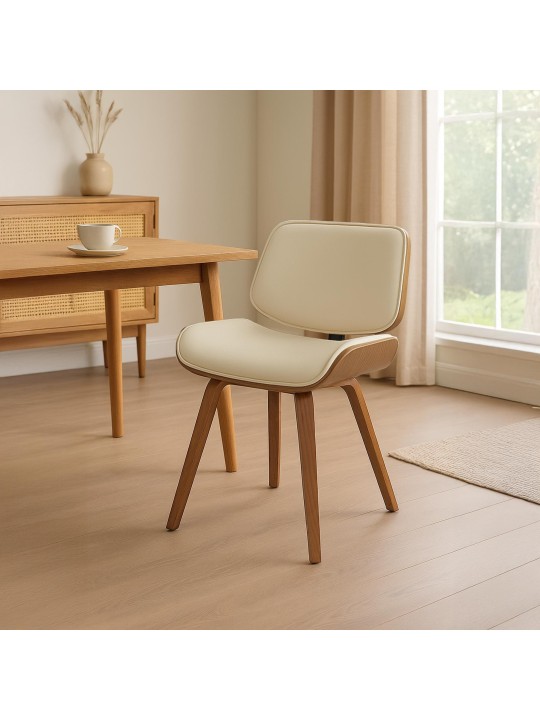 Silla de visita Beverly piel sintética, nogal/crema
