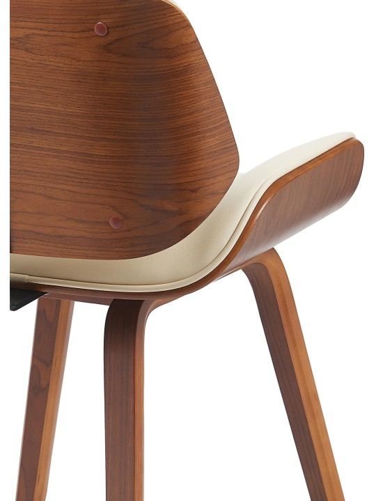 Silla de visita Beverly piel sintética, nogal/crema