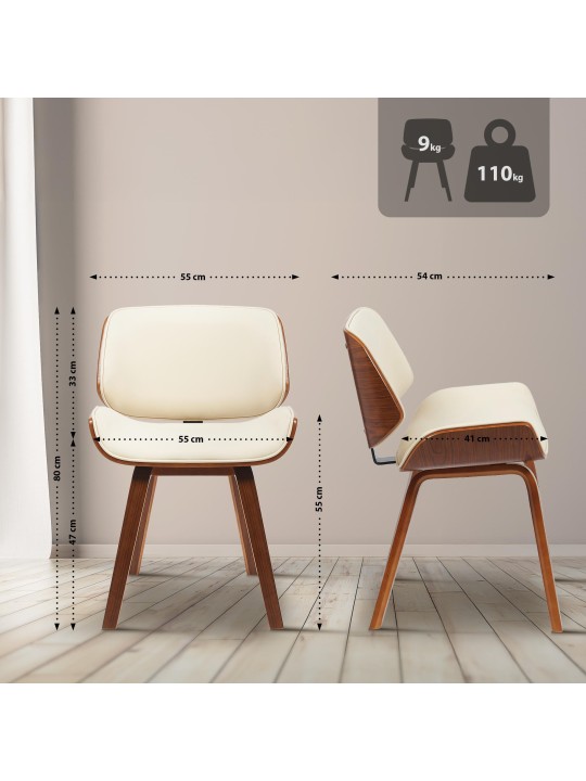 Silla de visita Beverly piel sintética, nogal/crema