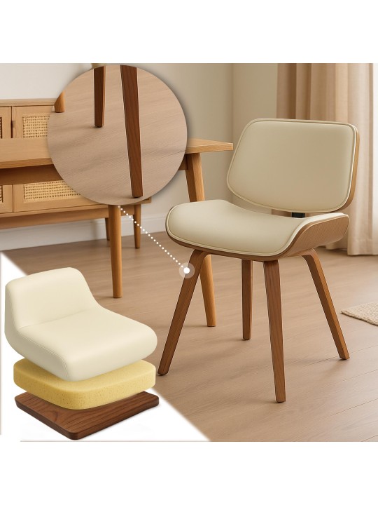 Silla de visita Beverly piel sintética, nogal/crema