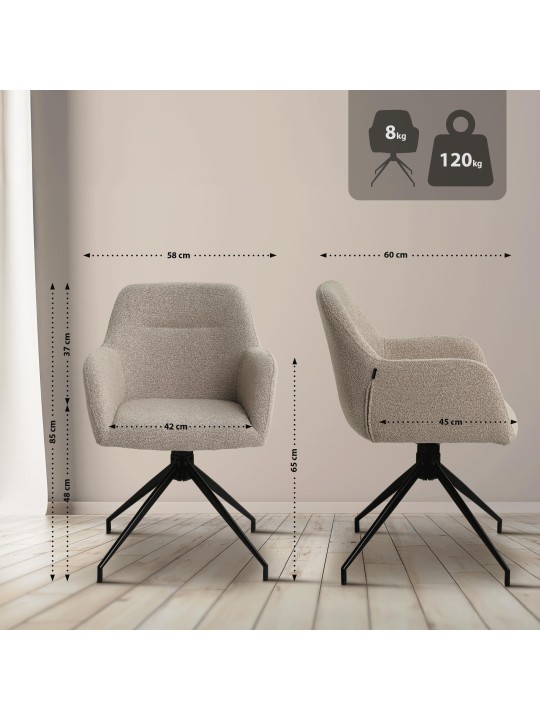 Silla de comedor Merlinda tela Teddy, taupe