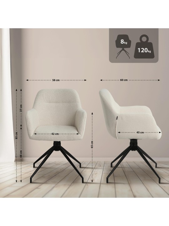 Silla de comedor Merlinda tela Teddy, crema