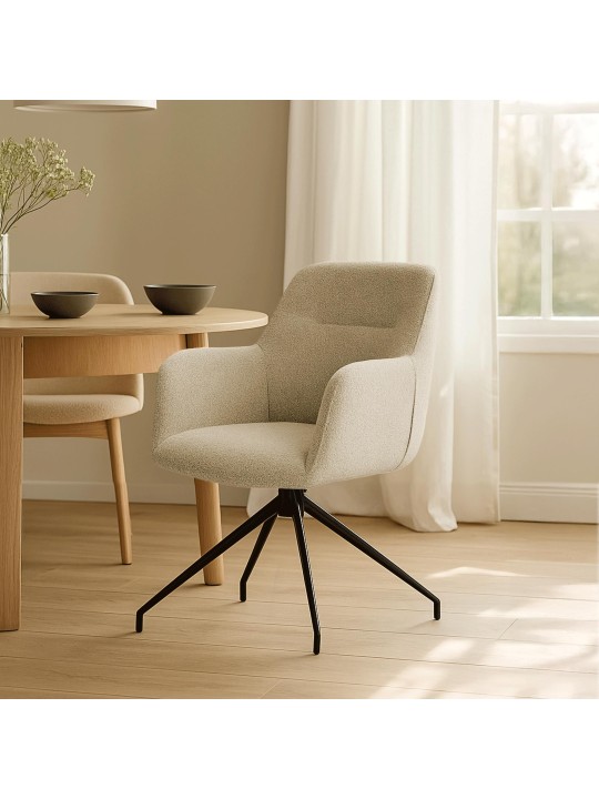 Silla de comedor Merlinda tela Teddy, taupe