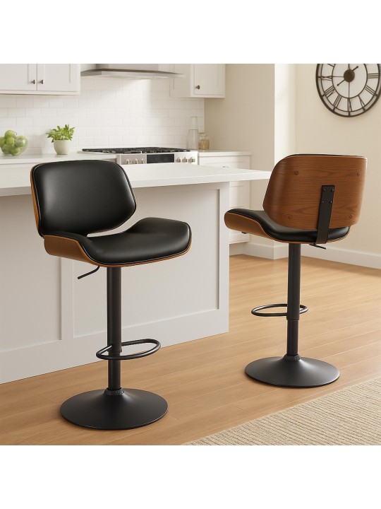 Taburete de bar Beverly B piel sintética, nogal/negro