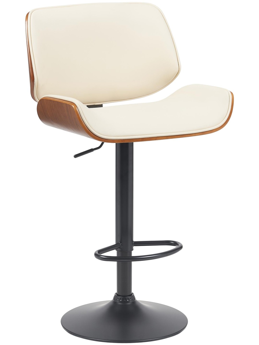 Taburete de bar Beverly B piel sintética, nogal/crema