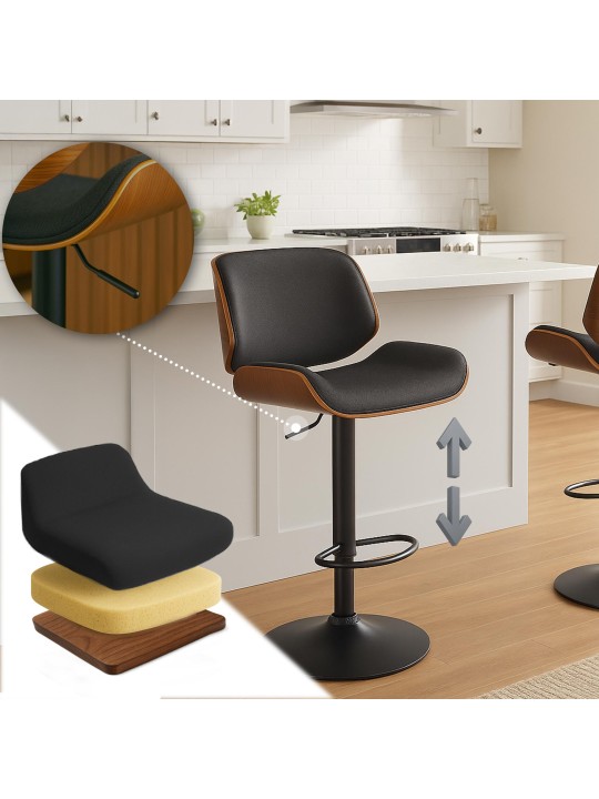 Taburete de bar Beverly B tela, nogal/negro