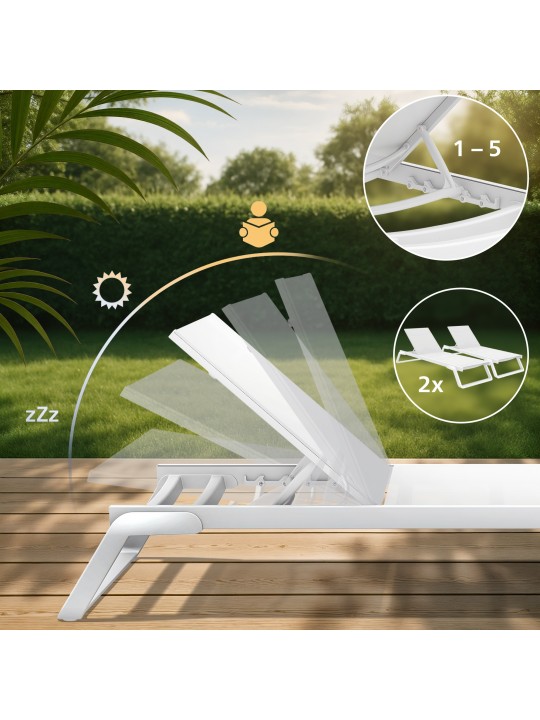 Juego de 2 tumbonas Tropic, blanco