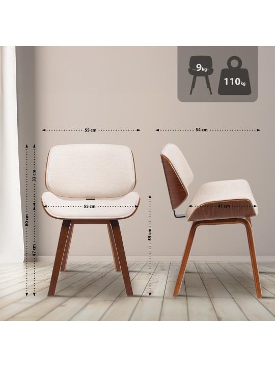 Silla de visita tela Beverly, nogal/crema