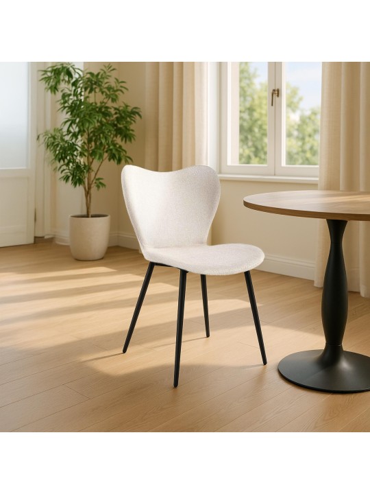 Silla de comedor Maika tela, crema