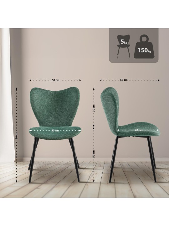 Silla de comedor Maika tela, verde