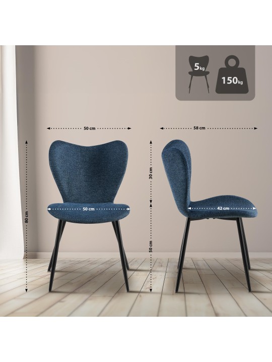 Silla de comedor Maika tela, azul