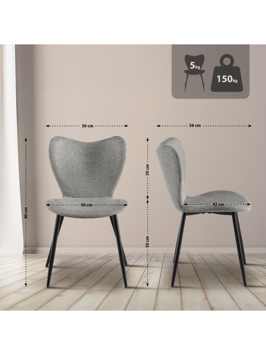 Silla de comedor Maika tela, gris