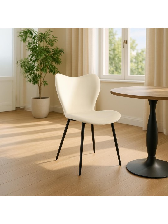Silla de comedor Maika terciopelo, crema