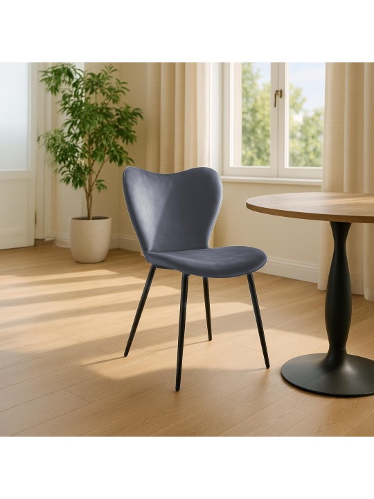 Silla de comedor Maika terciopelo, gris oscuro
