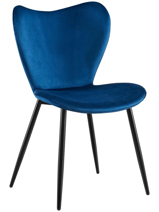 Silla de comedor Maika terciopelo, azul oscuro
