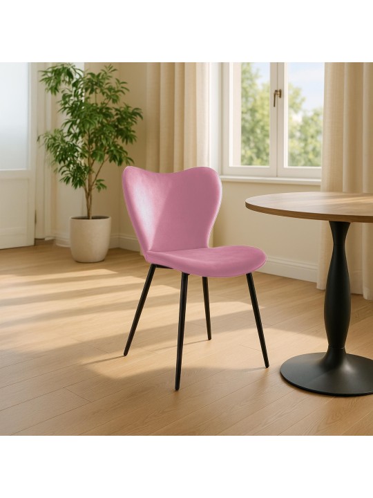 Silla de comedor Maika terciopelo, rosa