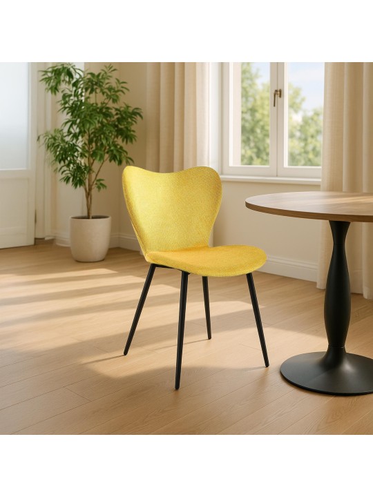 Silla de comedor Maika tela, amarillo