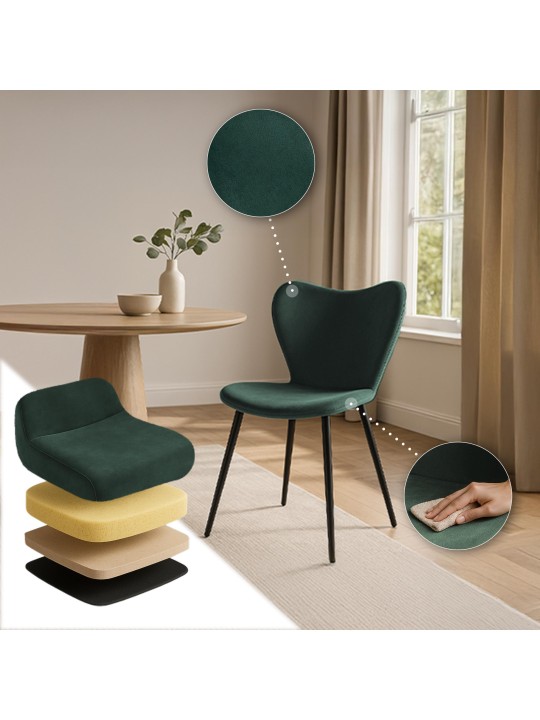 Silla de comedor Maika terciopelo, verde