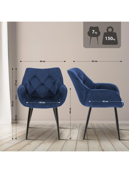 Silla Tanna Terciopelo, azul oscuro Silla Tanna Terciopelo, azul oscuro