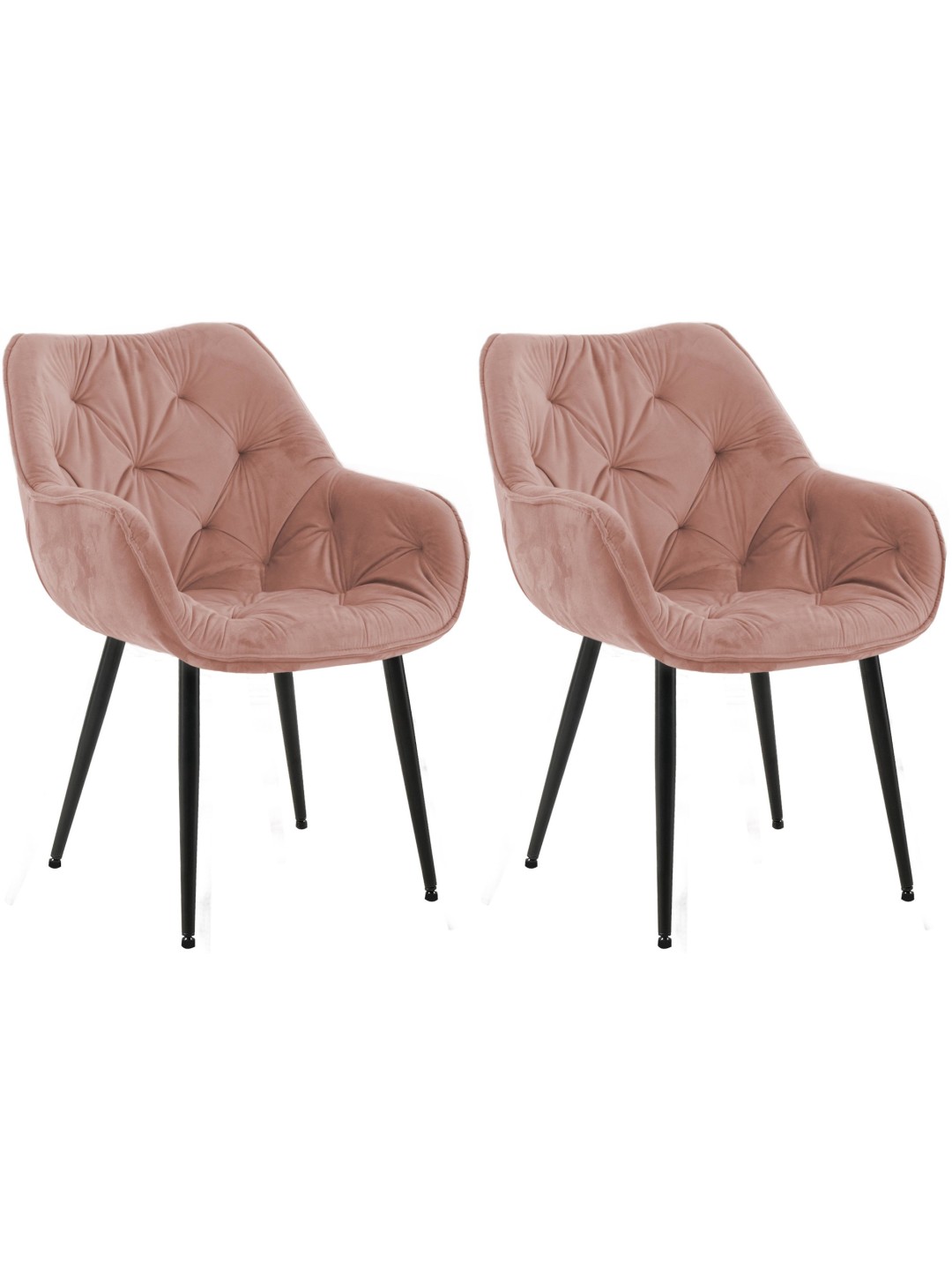 Conjunto de 2 sillas Tanna terciopelo, rosa