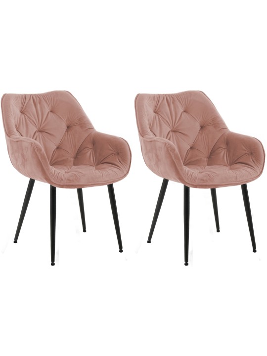 Conjunto de 2 sillas Tanna terciopelo, rosa