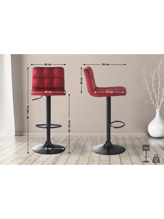 Taburete de bar Feni terciopelo, rojo Taburete de bar Feni terciopelo, rojo